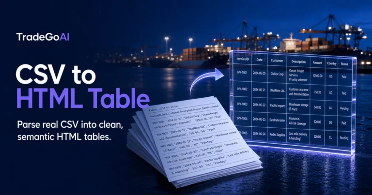 CSV to HTML Table by TradeGoAI
