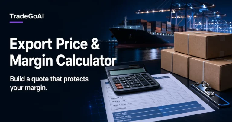 Export price and margin calculator for international trade quotations