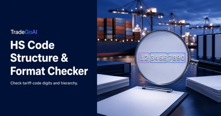 HS code structure and format checker with grouped tariff-code digits