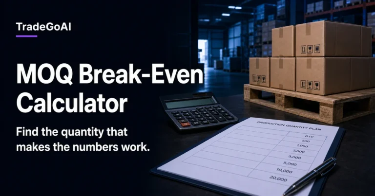 MOQ Break-Even Calculator for contribution margin and quantity planning