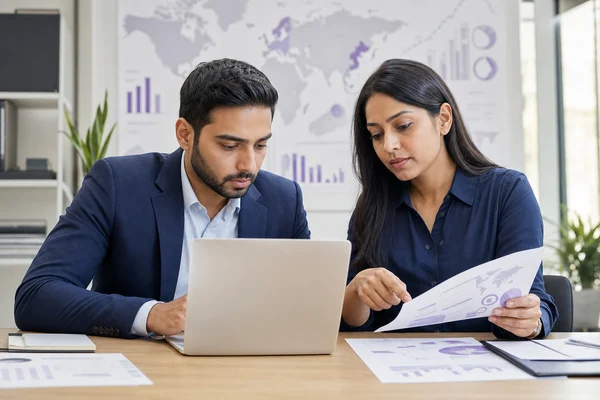 Compare TradeGoAI Pricing and Plans International sales team reviewing commercial plans and market information
